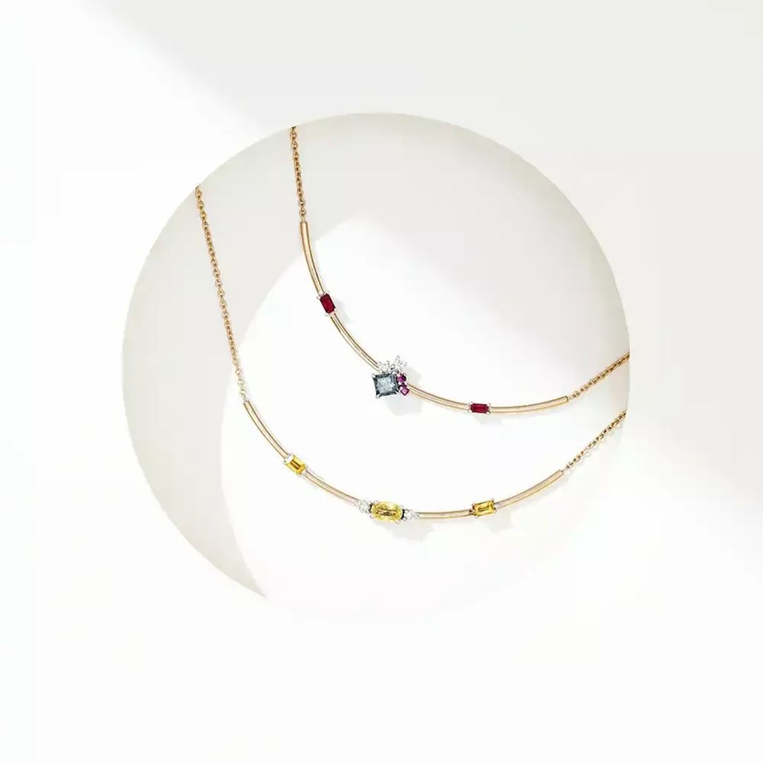 0.56 CT Yellow Safir ve Pırlanta Taşlı Rose Altın Kolye