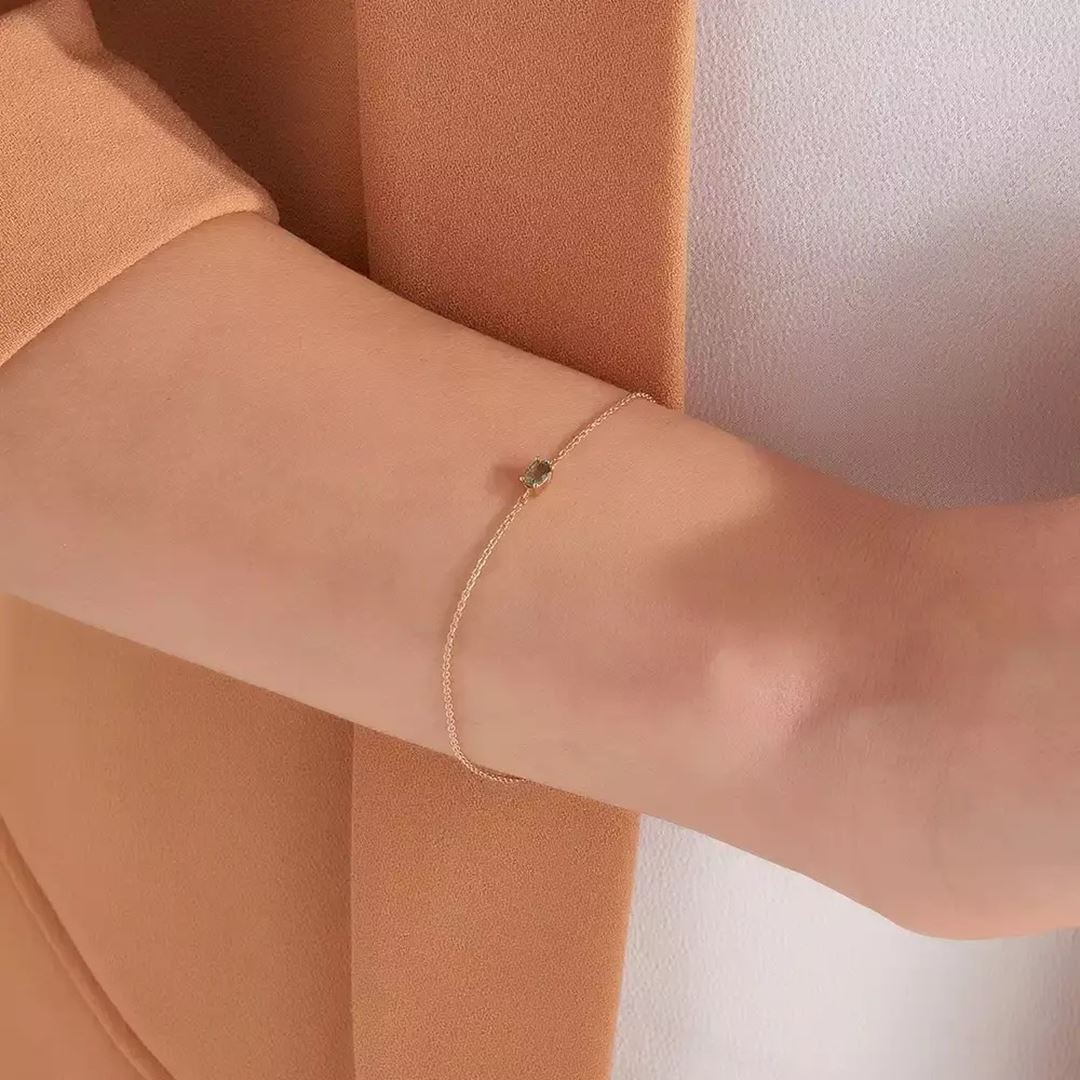 Aria Green Safir Taşlı Rose Altın Bileklik