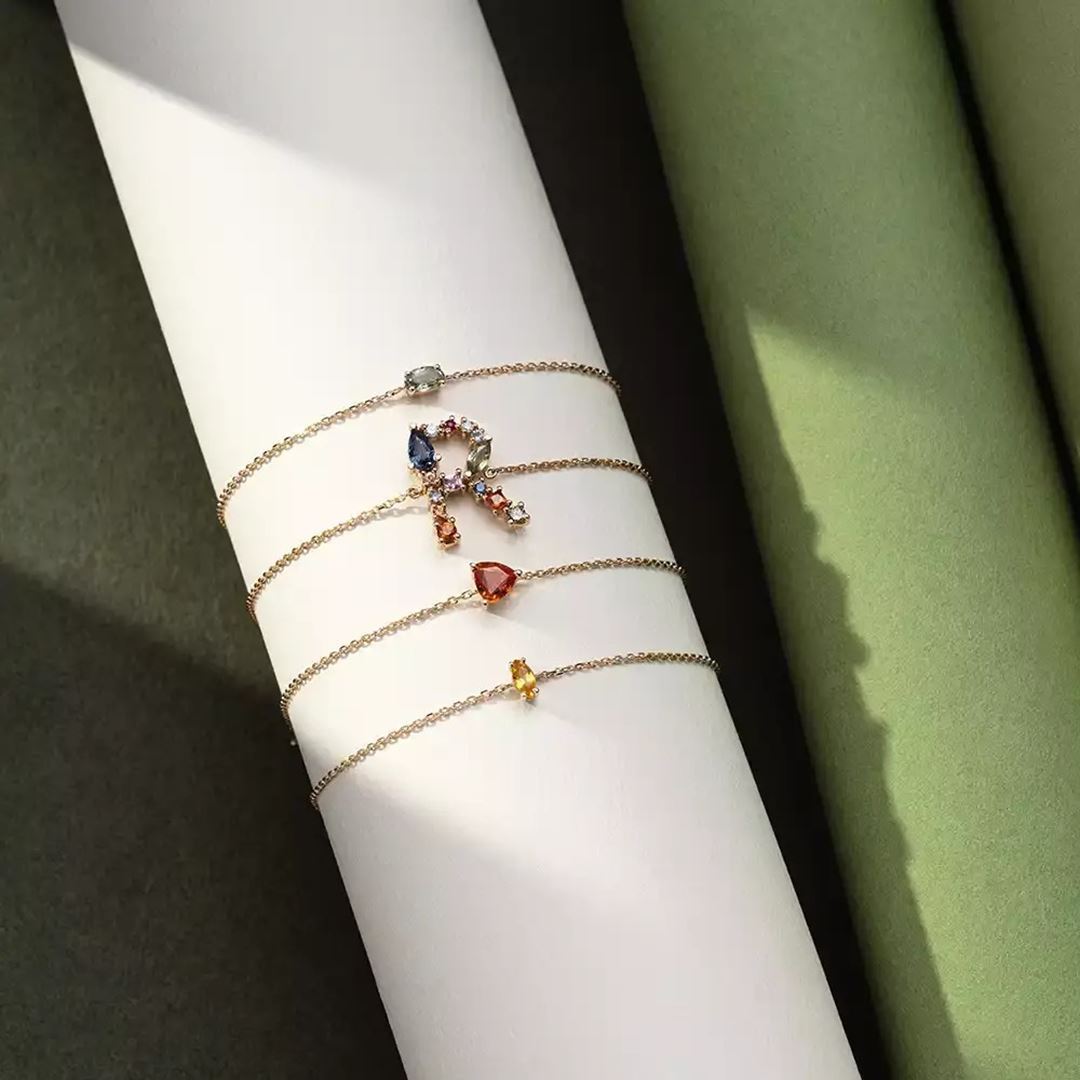 Aria Green Safir Taşlı Rose Altın Bileklik