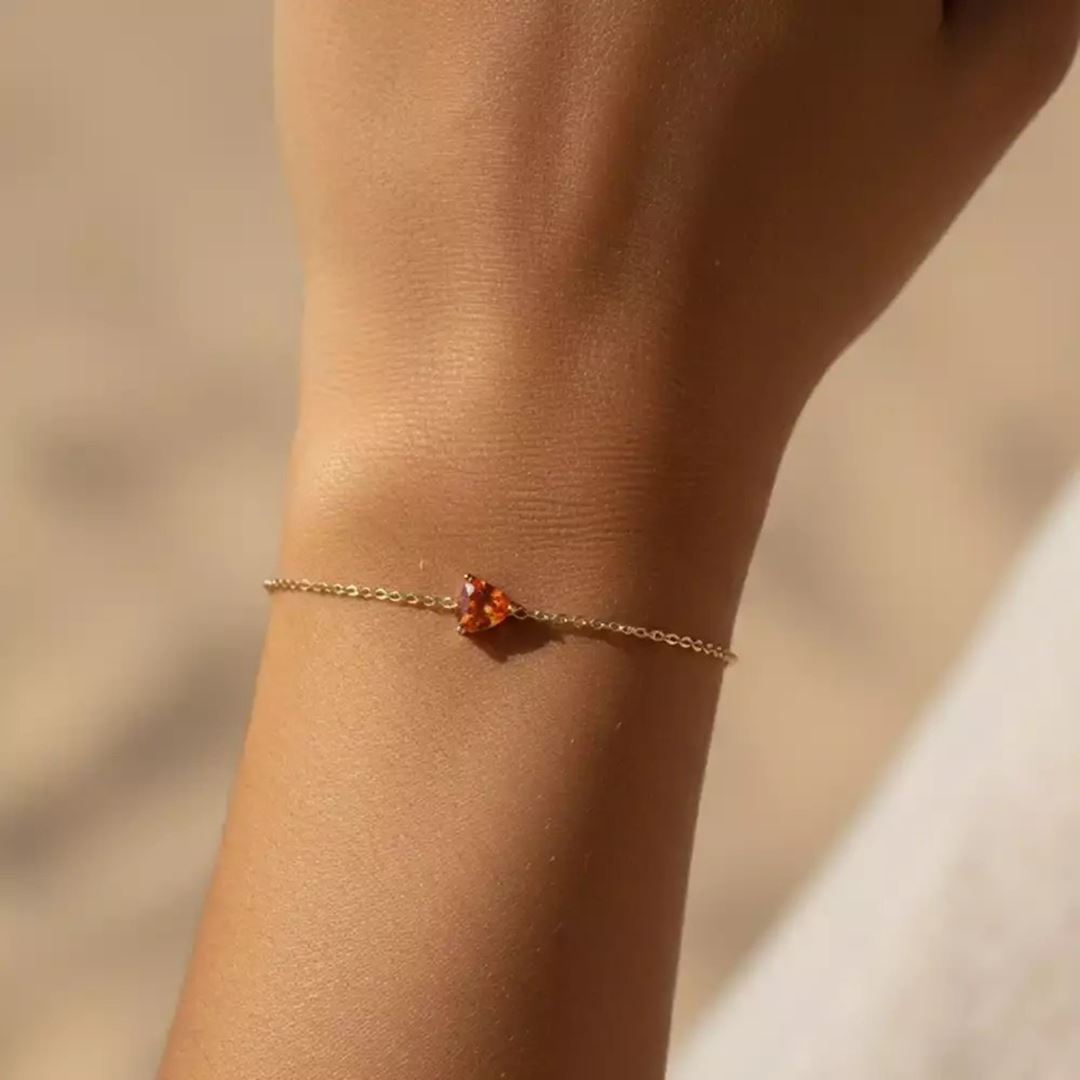 Vesta Orange Safir Taşlı Sarı Altın Bileklik