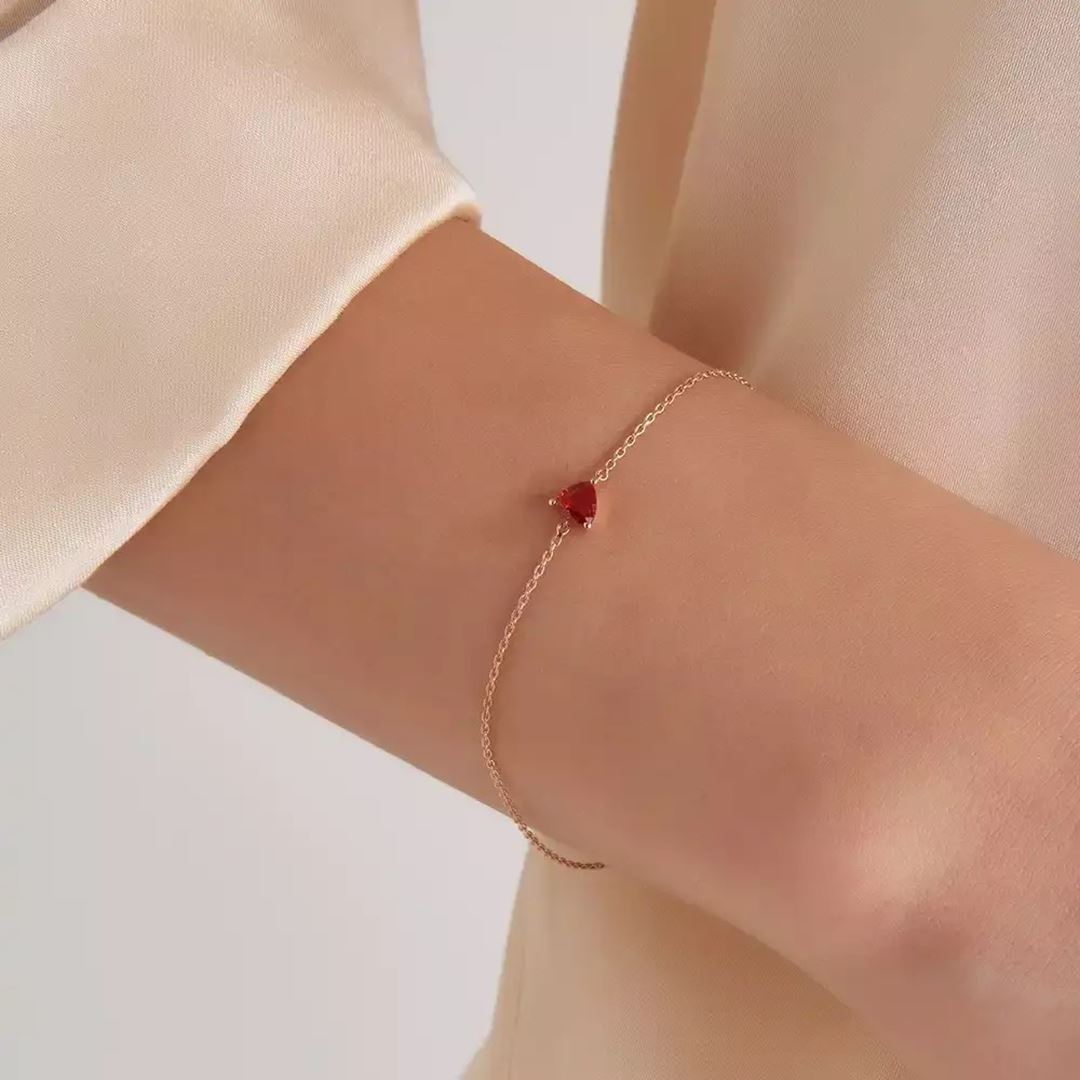 Vesta Orange Safir Taşlı Rose Altın Bileklik