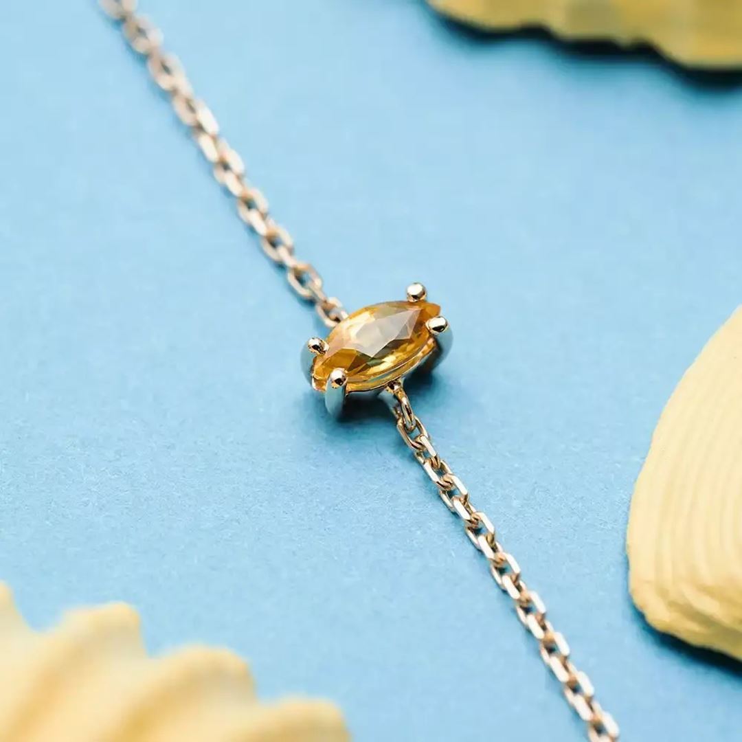 Rosy Yellow Safir Taşlı Rose Altın Bileklik