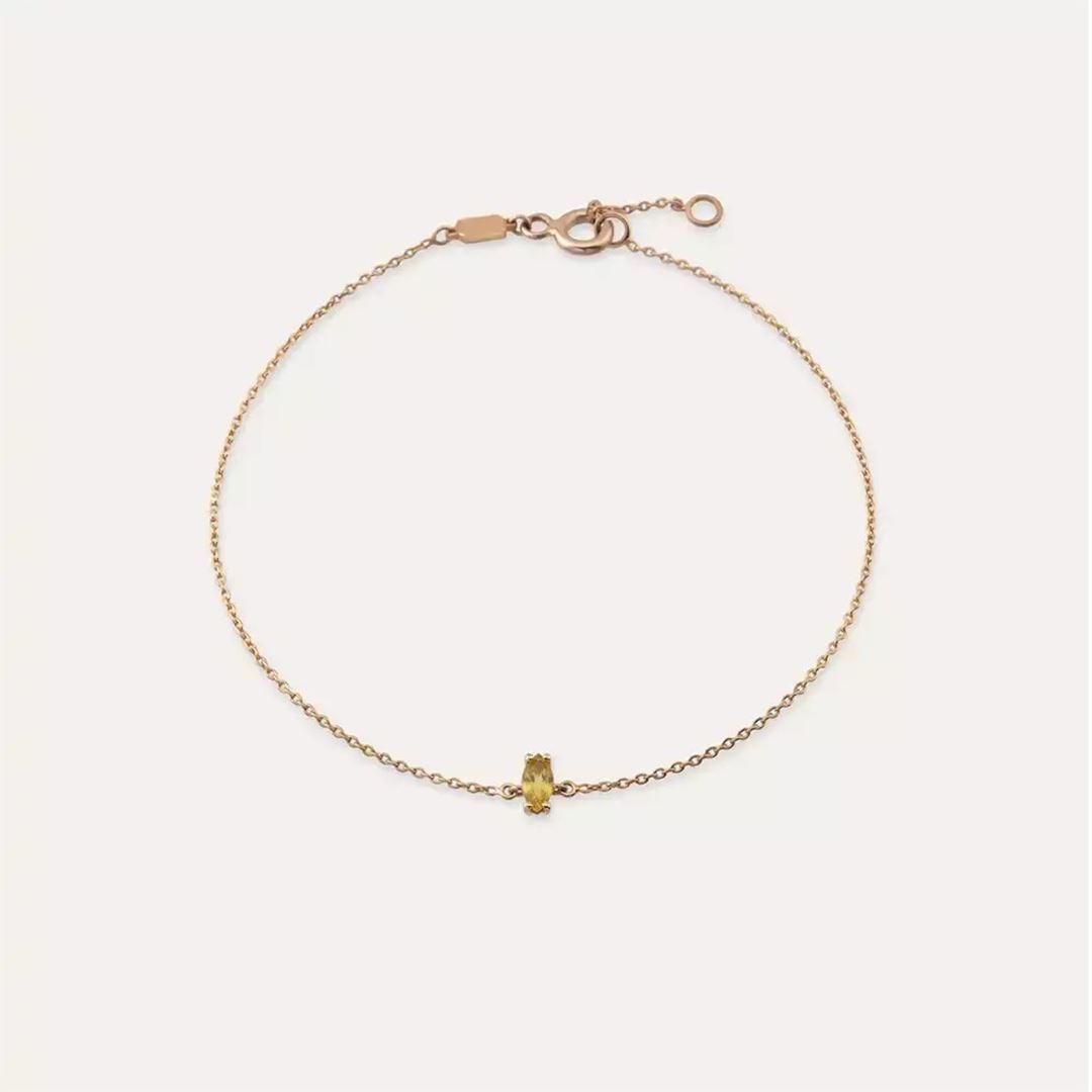 Rosy Yellow Safir Taşlı Rose Altın Bileklik