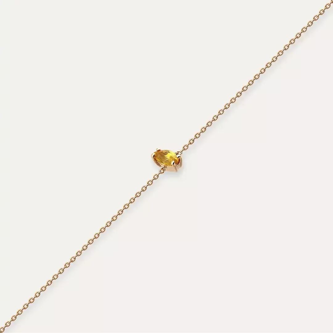 Rosy Yellow Safir Taşlı Rose Altın Bileklik