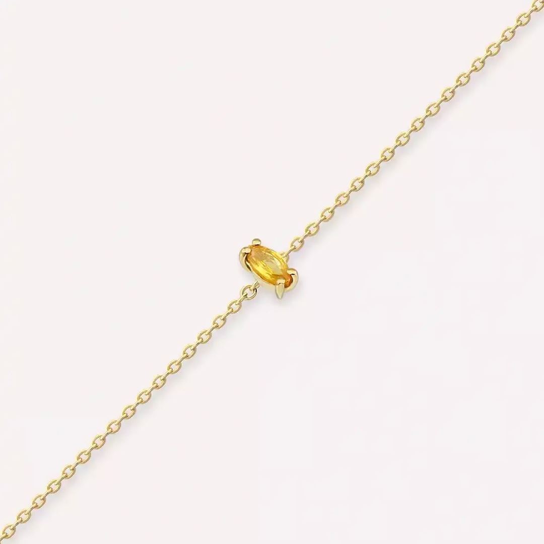 Rosy Yellow Safir Taşlı Sarı Altın Bileklik