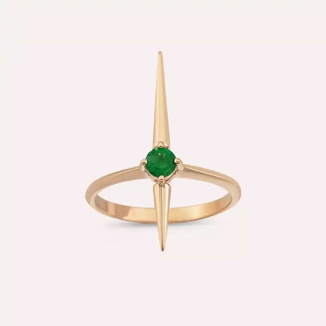 Filo 0.19 CT Zümrüt Taşlı Rose Altın Yüzük