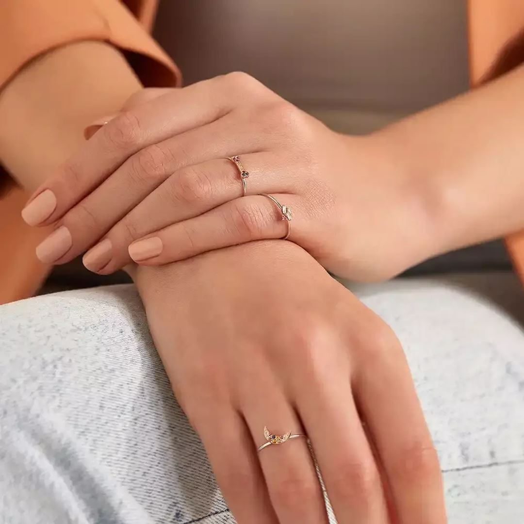 Droopy 0.08 CT Multicolor Safir Taşlı Yüzük