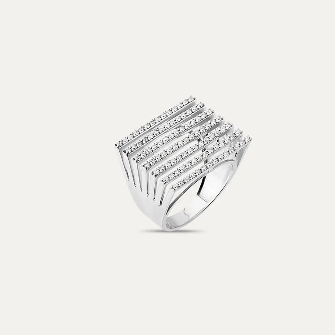 Grid 0.81 CT Pırlanta Taşlı Beyaz Altın Yüzük