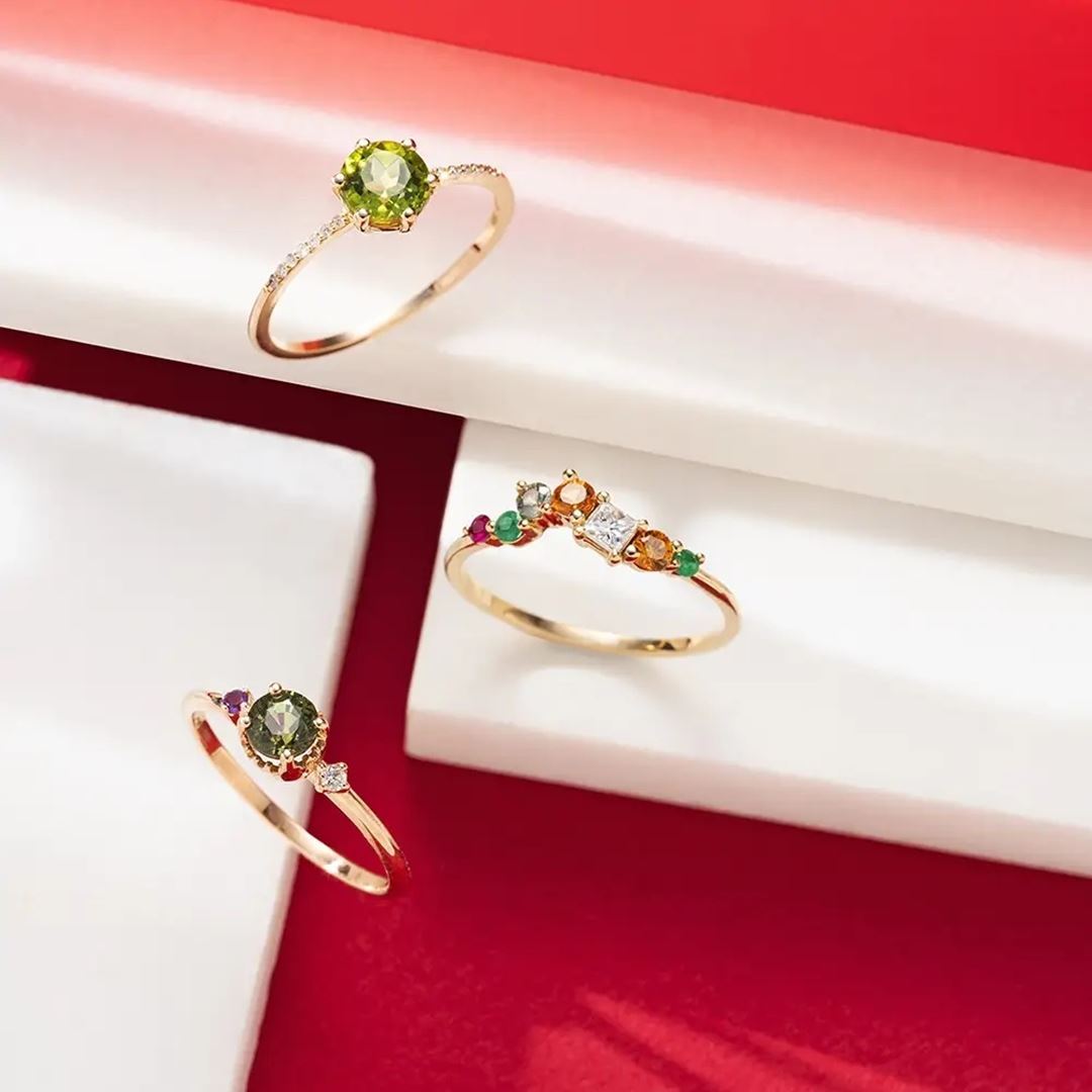 Trine 0.72 CT Multicolor Safir Taşlı Rose Altın Yüzük