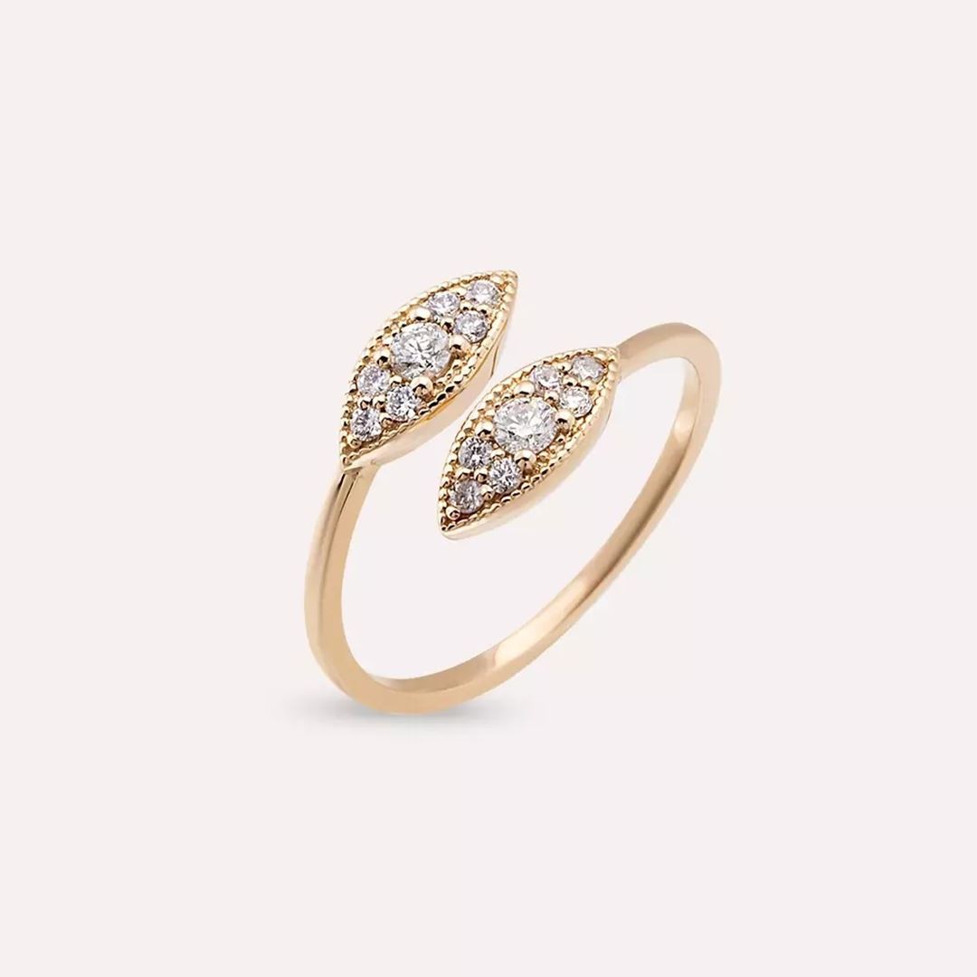 Liane Pırlanta Taşlı Rose Altın Yüzük