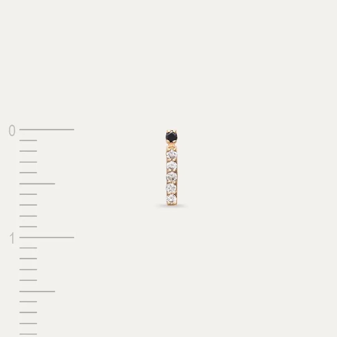 İ Harf Pırlanta Taşlı Rose Altın Piercing