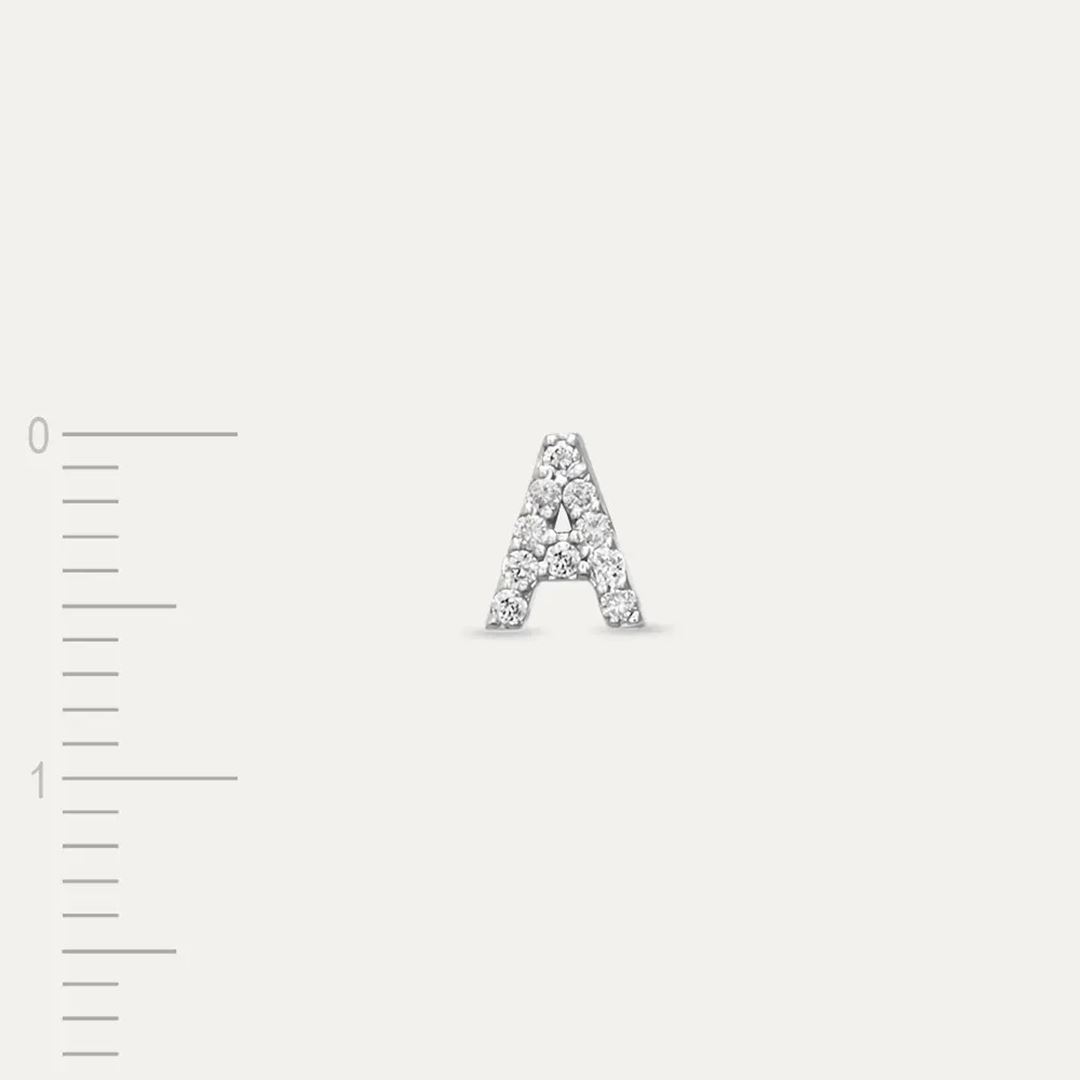 A Harf Pırlanta Taşlı Beyaz Altın Piercing