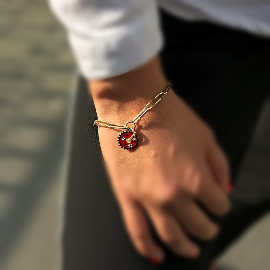 Kırmızı Mineli Yıldız Bileklik GK021