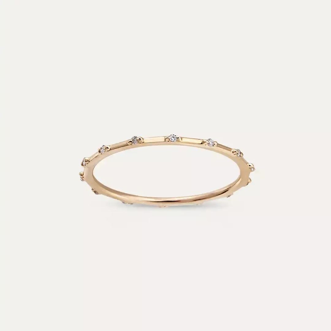 0.05 CT Pırlanta Taşlı Rose Altın Minimal Tamtur Yüzük