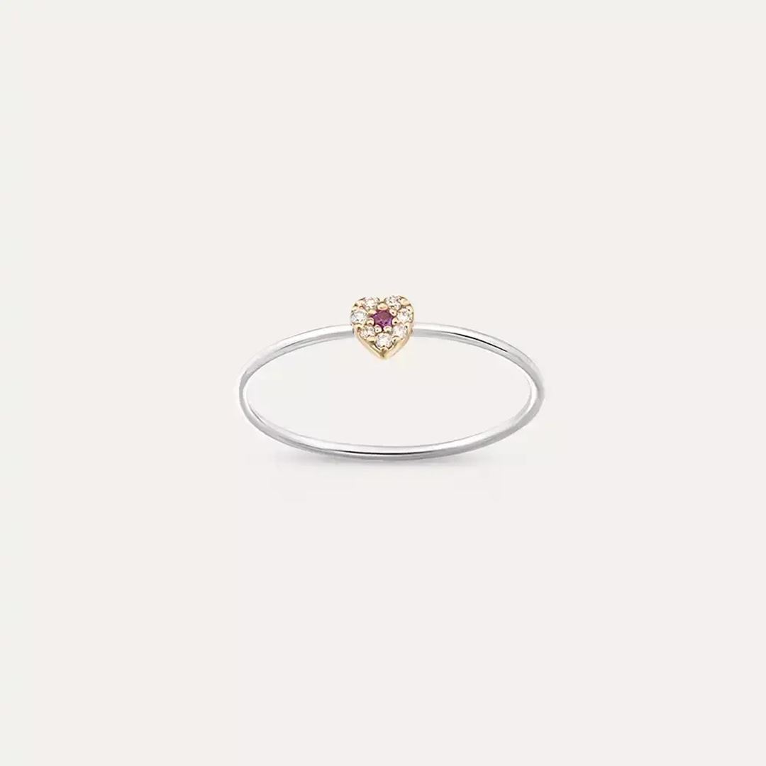 Hearts 0.07 CT Pink Safir ve Pırlanta Taşlı Yüzük