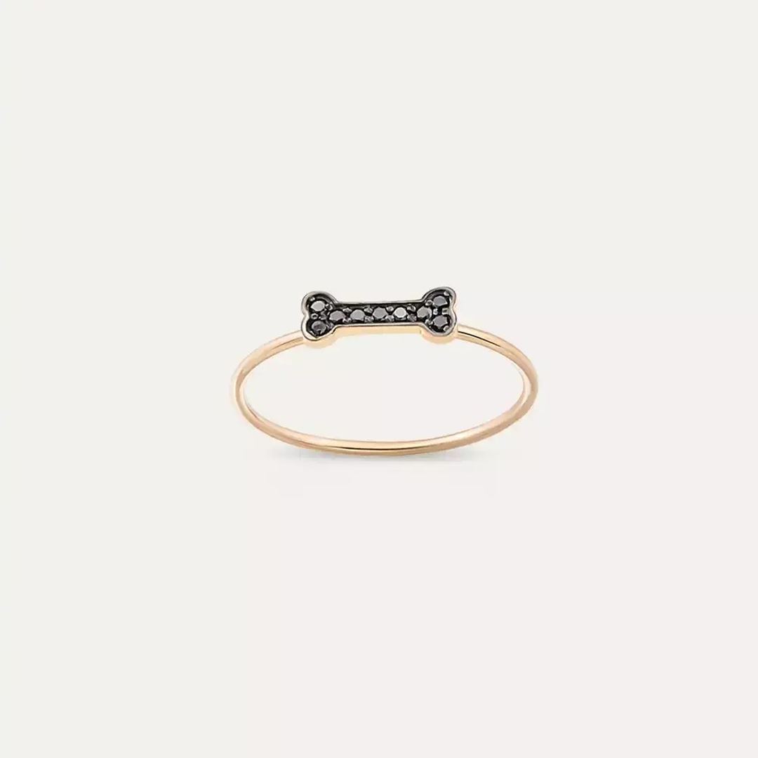 Droopy 0.06 CT Siyah Pırlanta Taşlı Yüzük