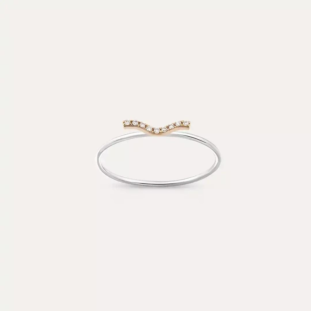 Crimp 0.03 CT Pırlanta Taşlı Beyaz Altın Yüzük