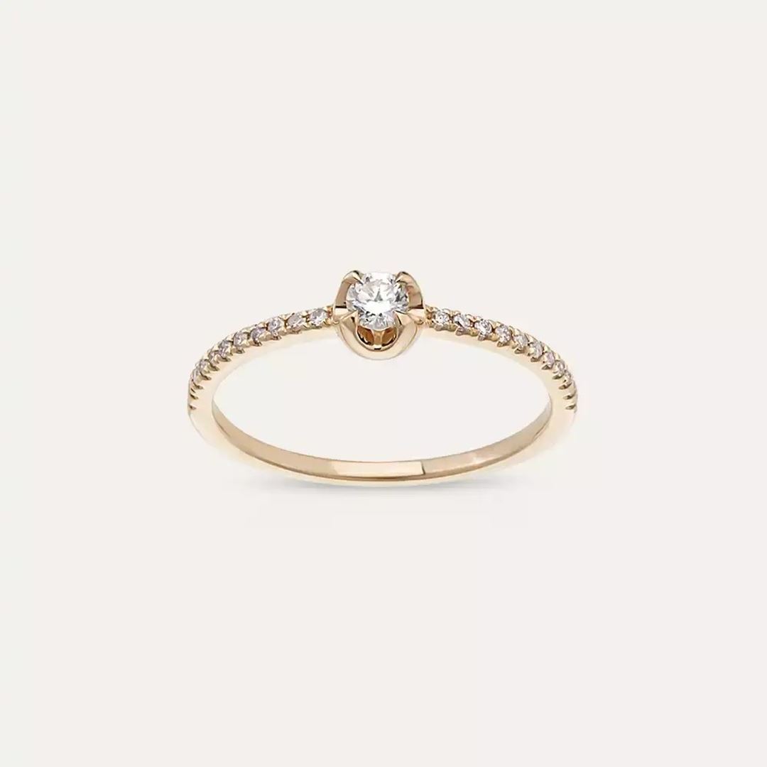 0.24 CT Pırlanta Taşlı Rose Altın Yüzük