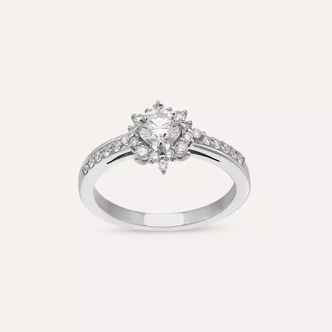 0.90 CT Pırlanta Taşlı Beyaz Altın Yüzük