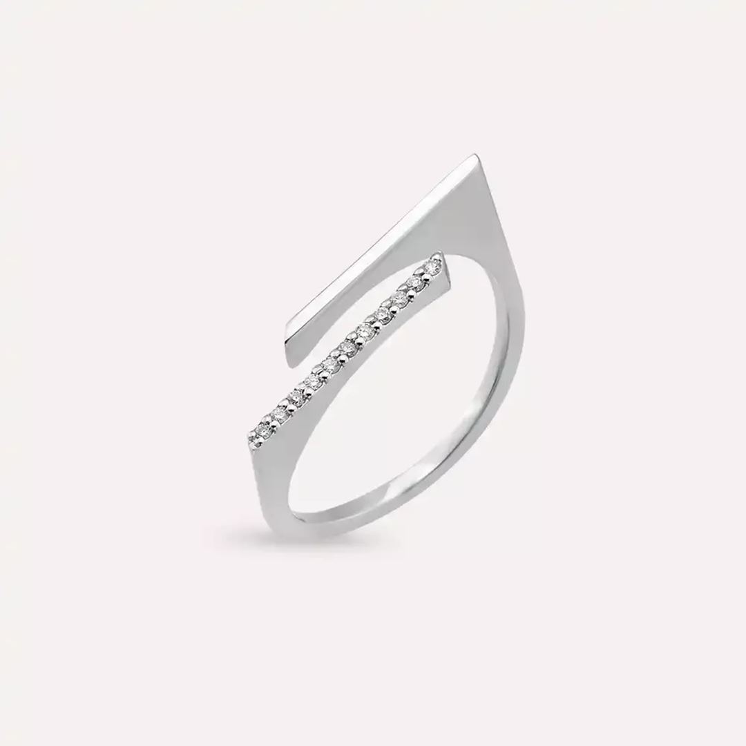 Linear 0.05 CT Pırlanta Taşlı Beyaz Altın Yüzük