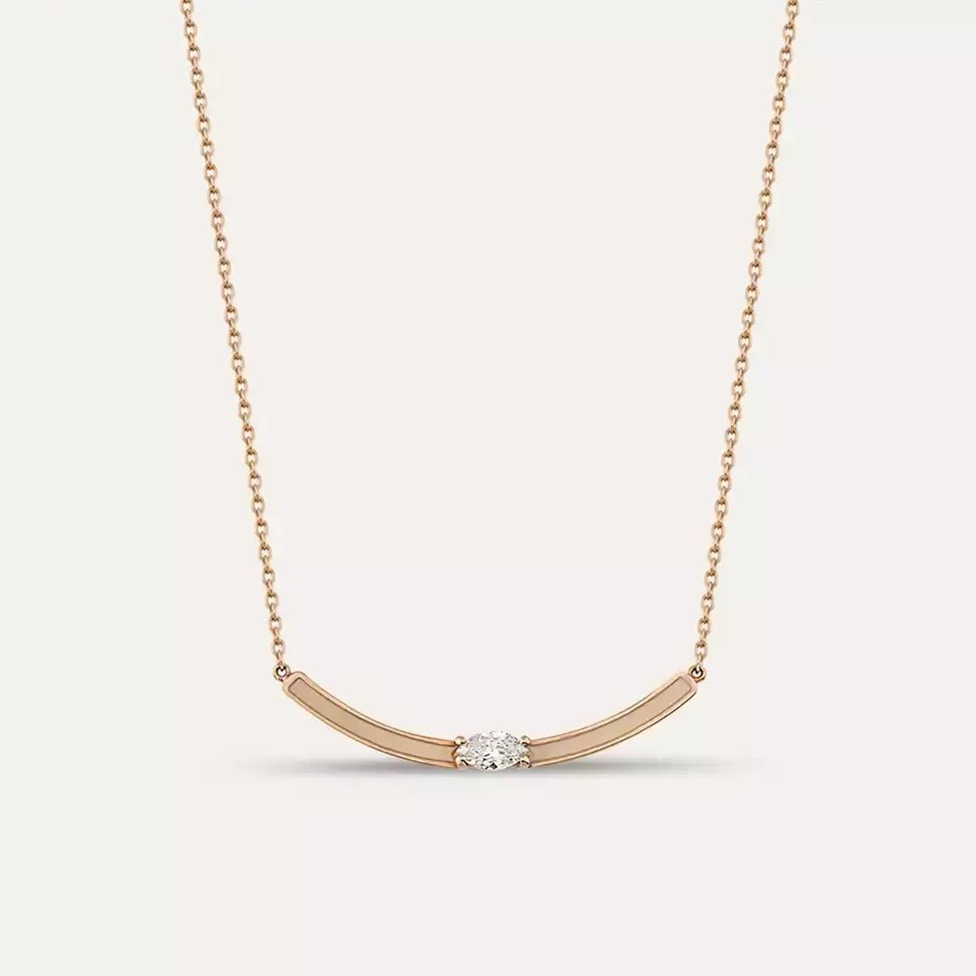 Lina Pırlanta Taşlı Bej Mineli Rose Altın Kolye