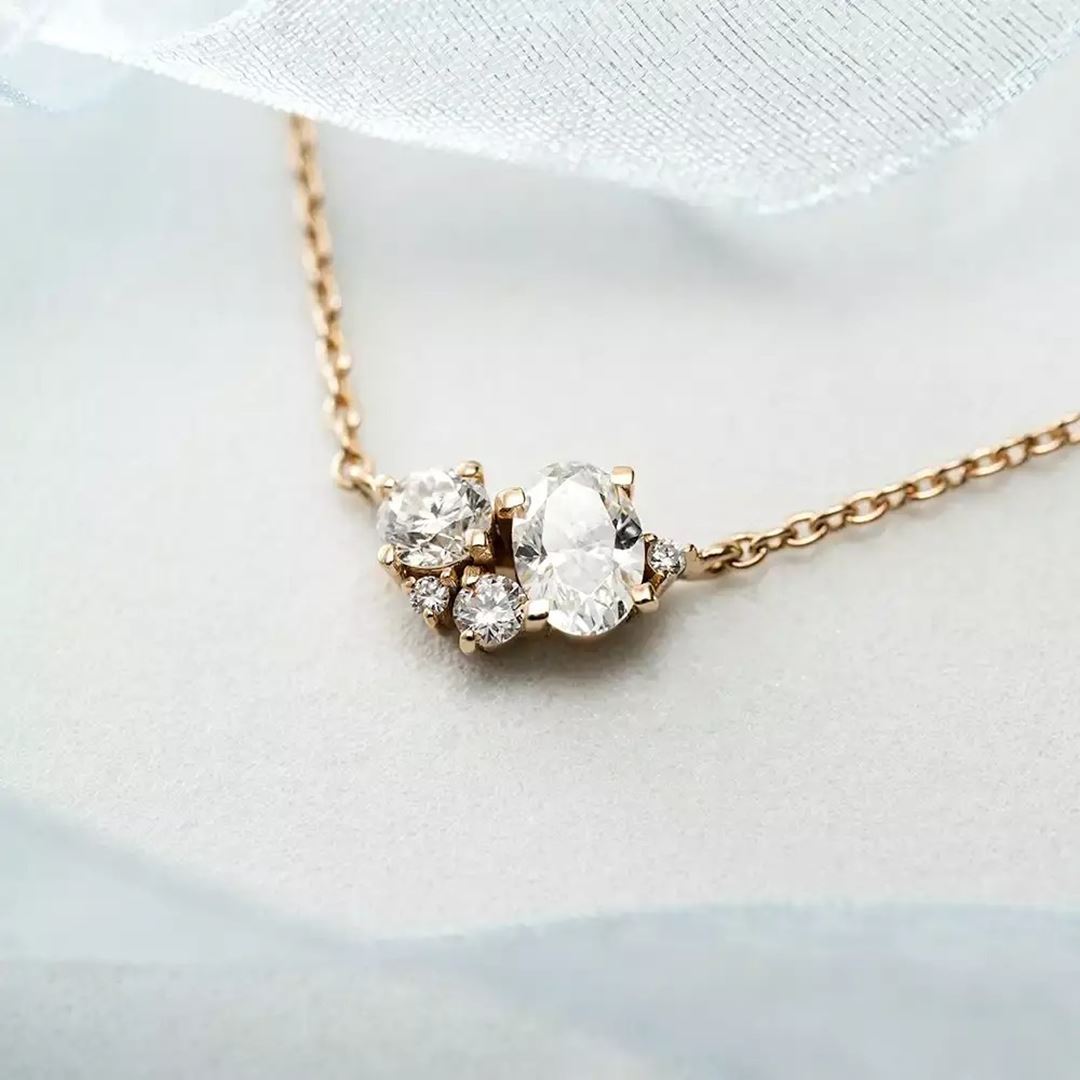 0.38 CT Pırlanta Taşlı Rose Altın Kolye