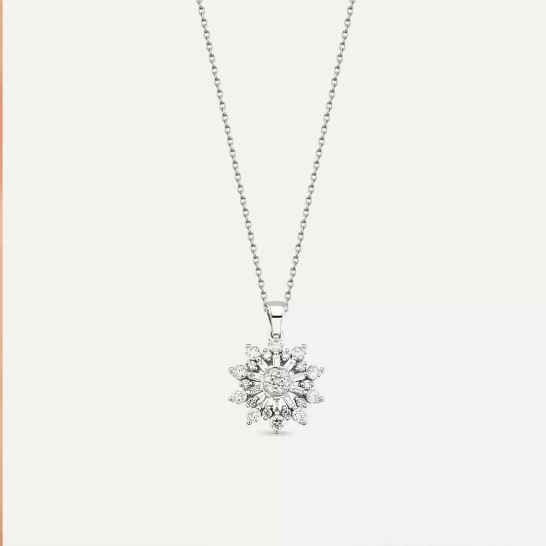 Scale Pırlanta Taşlı Beyaz Altın Kolye