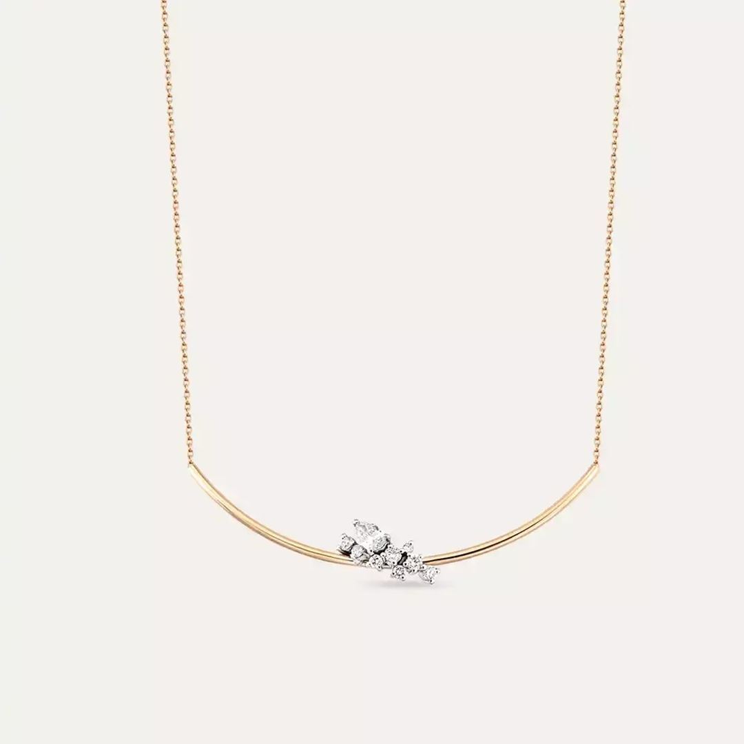 Rina Pırlanta Taşlı Rose Altın Kolye