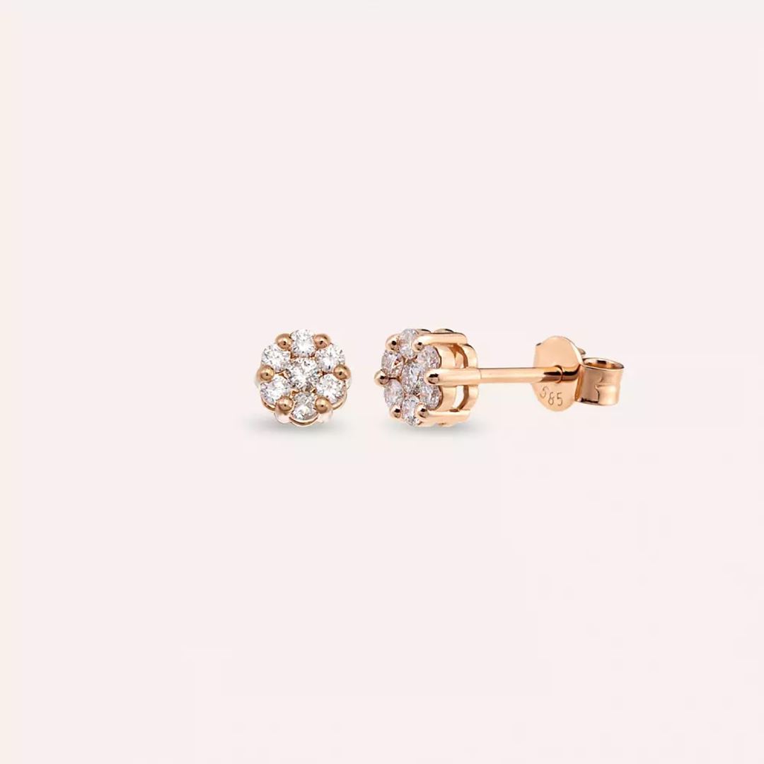 Coronet 0.38 CT Pırlanta Taşlı Rose Altın Küpe