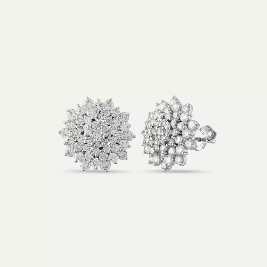 Victoria Pırlanta Taşlı Beyaz Altın Küpe