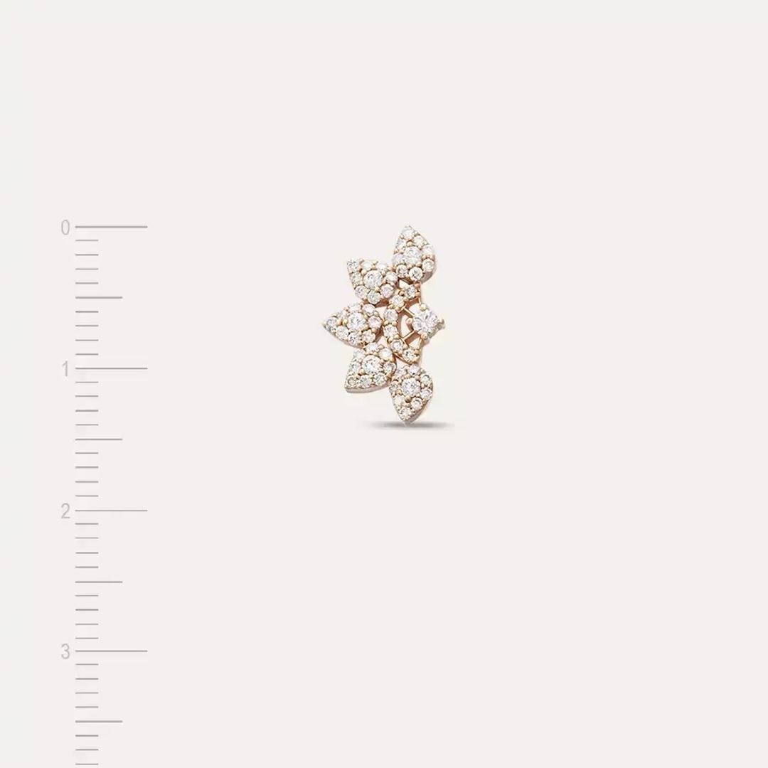 Sparkle Pırlanta Taşlı Rose Altın Tek Küpe