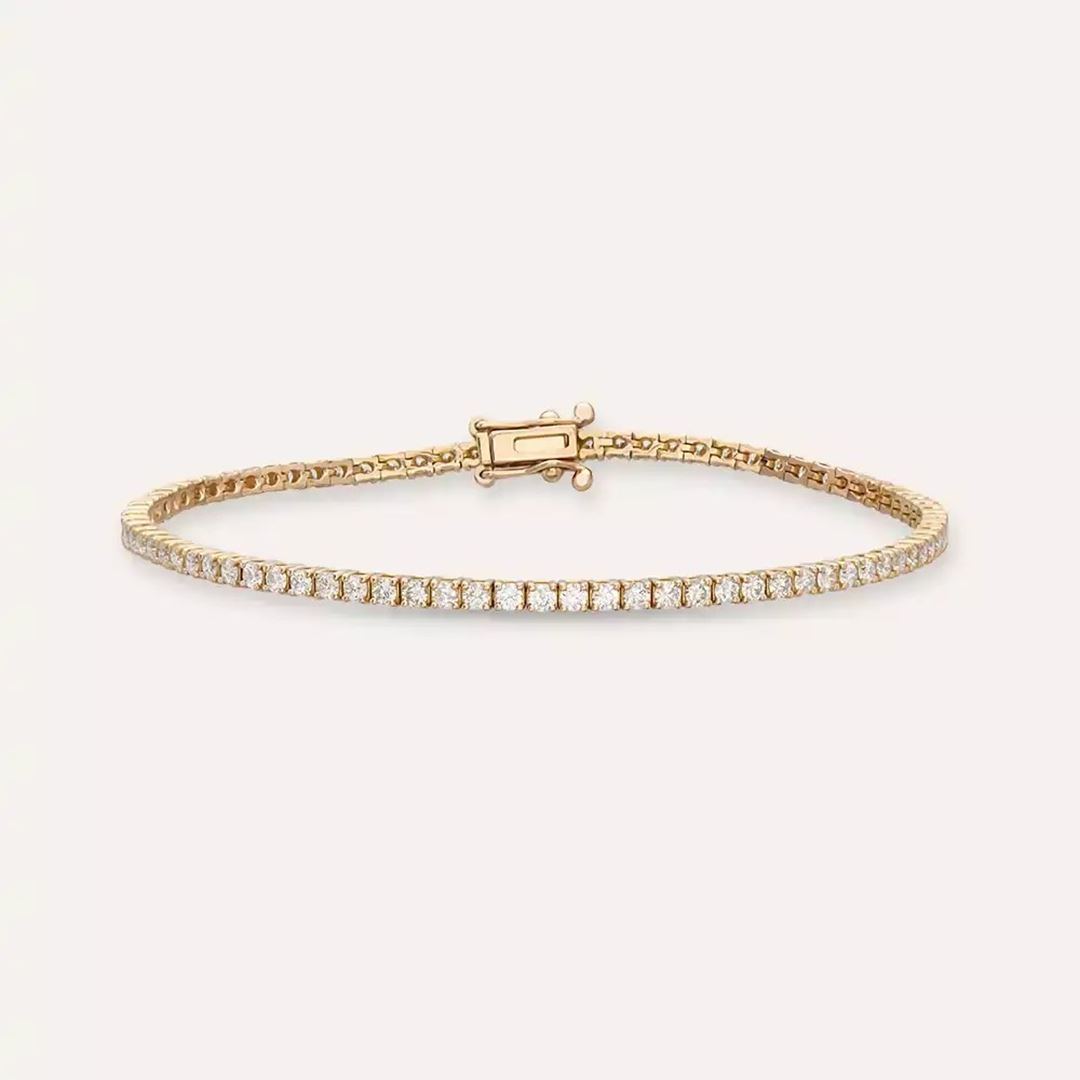 2.40 CT Pırlanta Taşlı Rose Altın Suyolu Bileklik