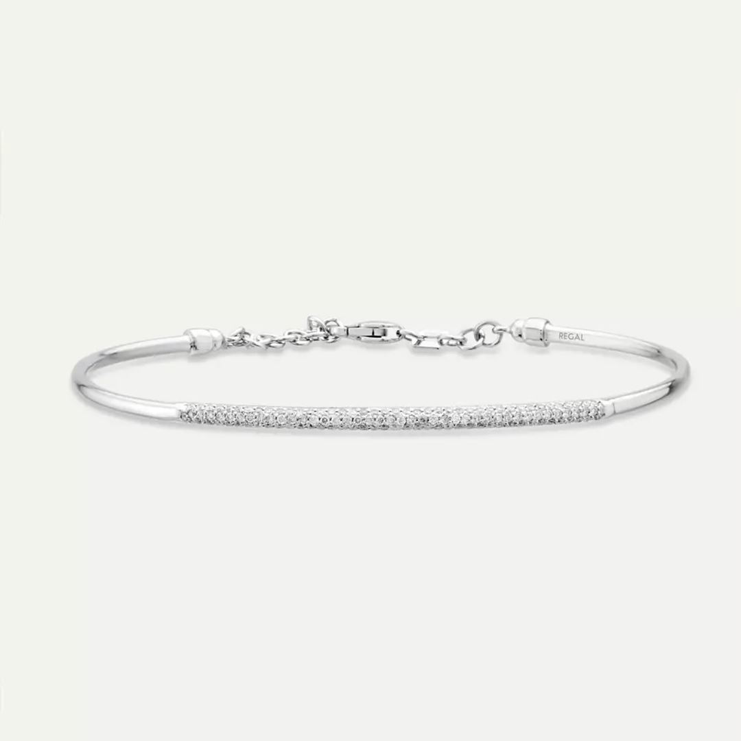 Lean Pırlanta Taşlı Beyaz Altın Bileklik