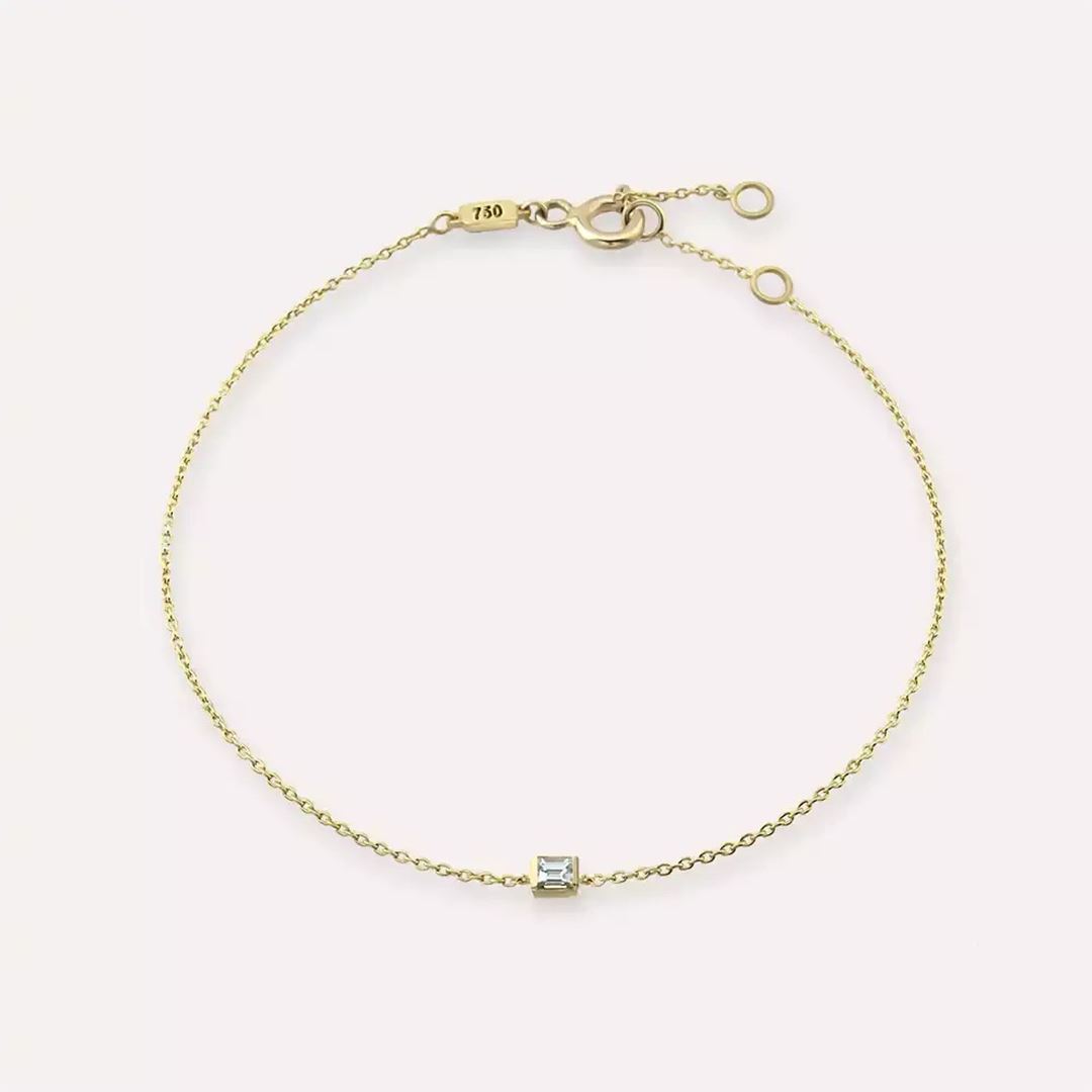 Lana Pırlanta Taşlı Sarı Altın Bileklik