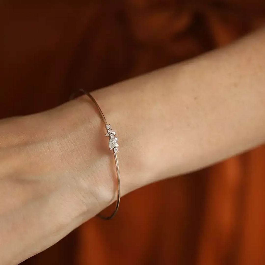 Rina Pırlanta Taşlı Rose Altın Bileklik