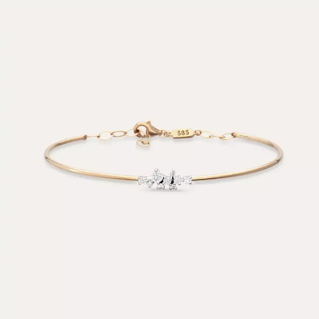 Evelyn Pırlanta Taşlı Rose Altın Bileklik