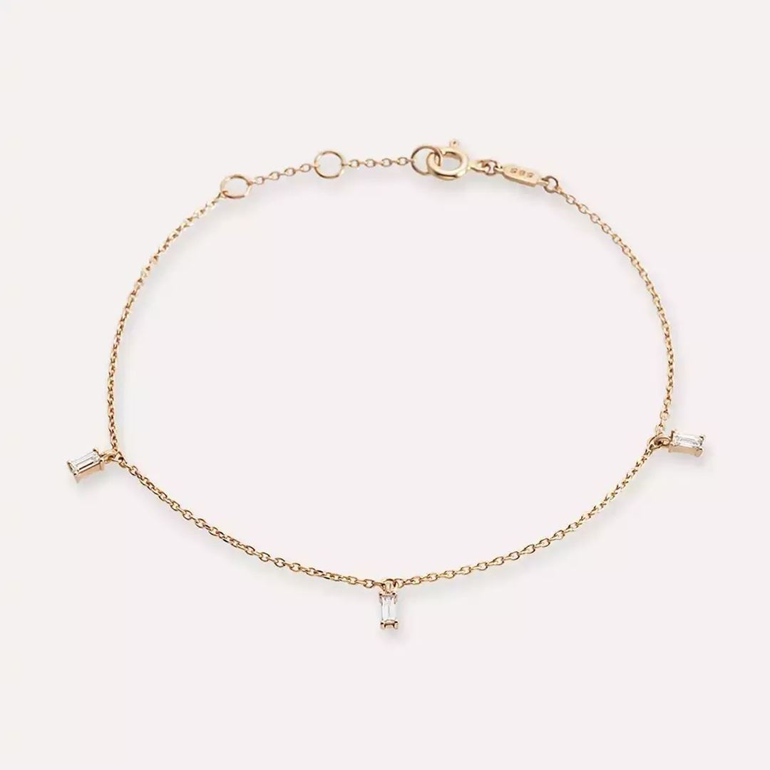 Tess Pırlanta Taşlı Rose Altın Bileklik