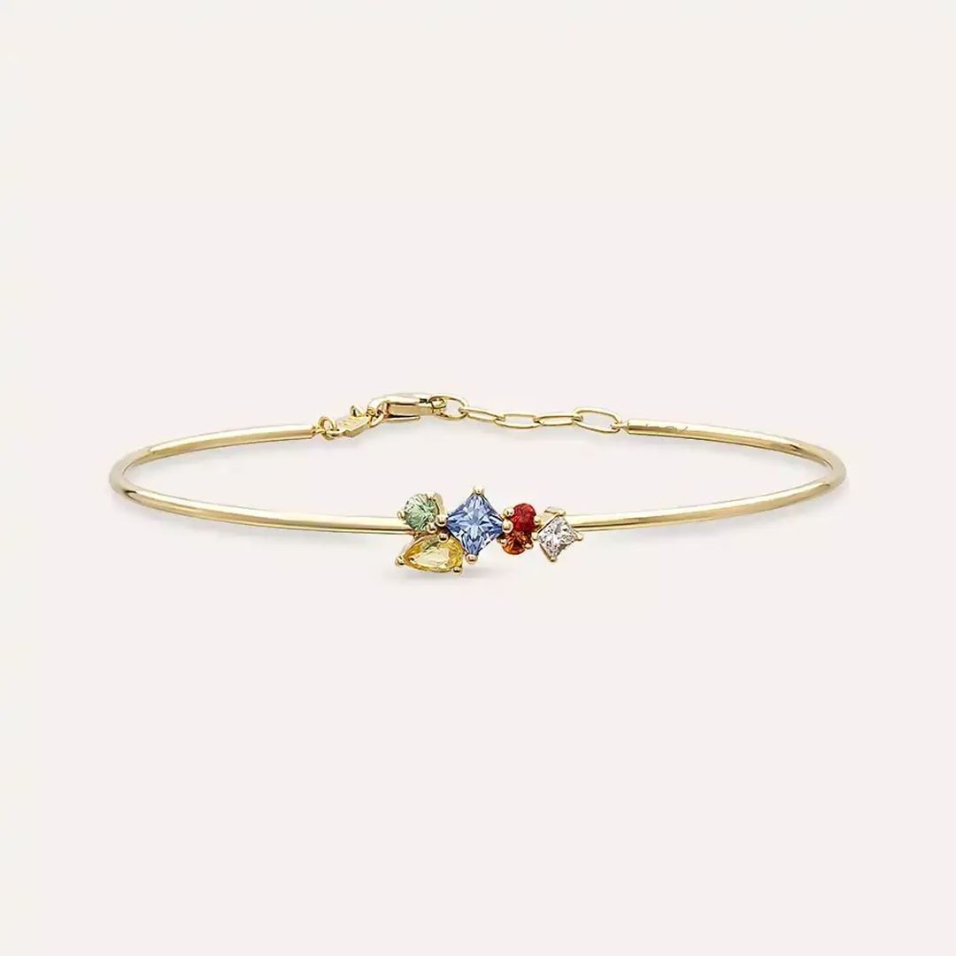 Candy Multicolor Safir ve Pırlanta Taşlı Sarı Altın Bileklik