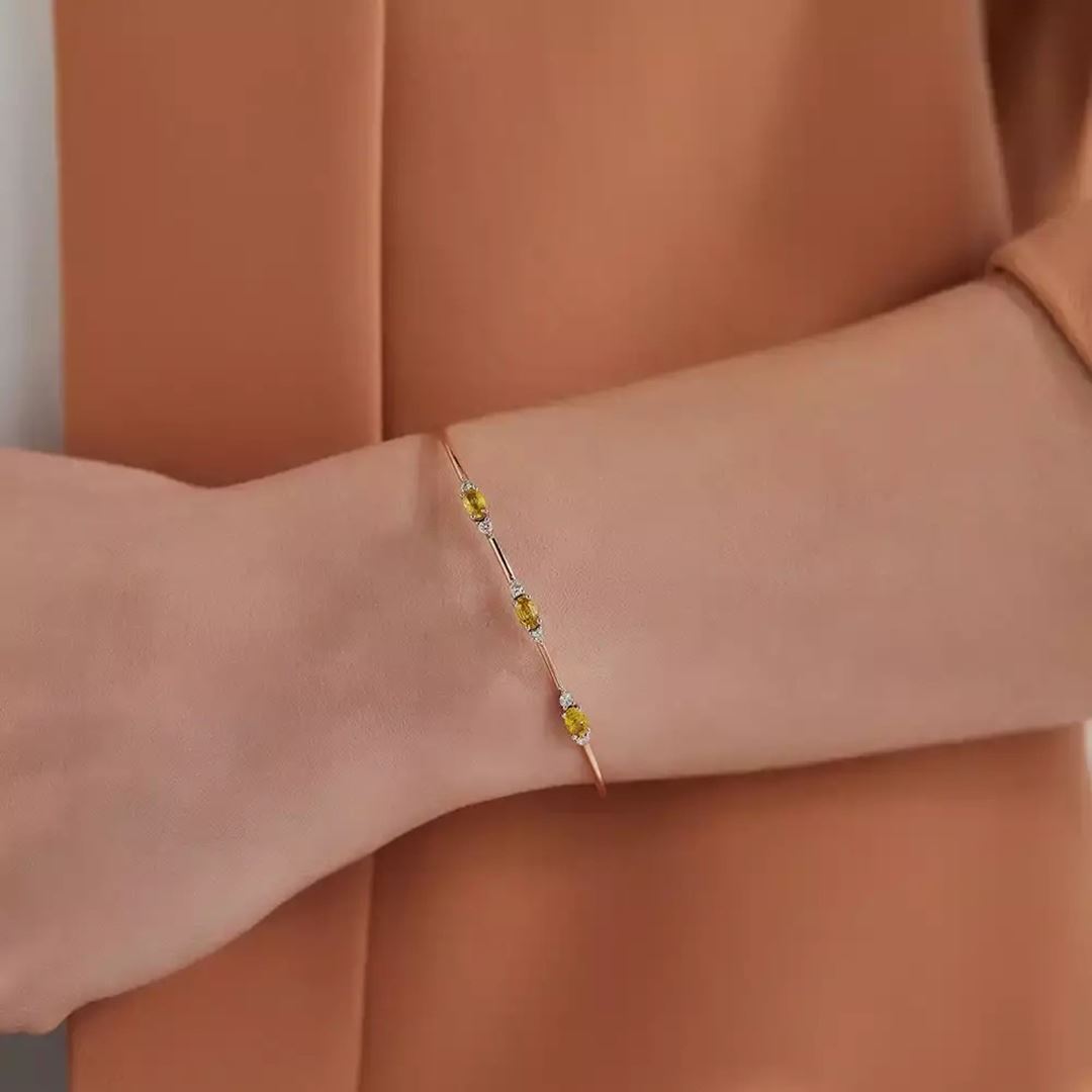 0.98 CT Yellow Safir ve Pırlanta Taşlı Bileklik