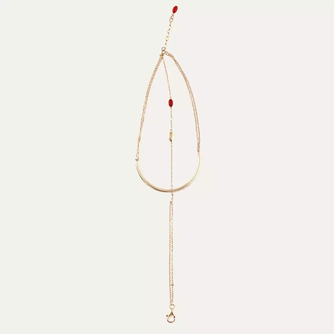 Arcus Kırmızı Mineli Rose Altın Bileklik