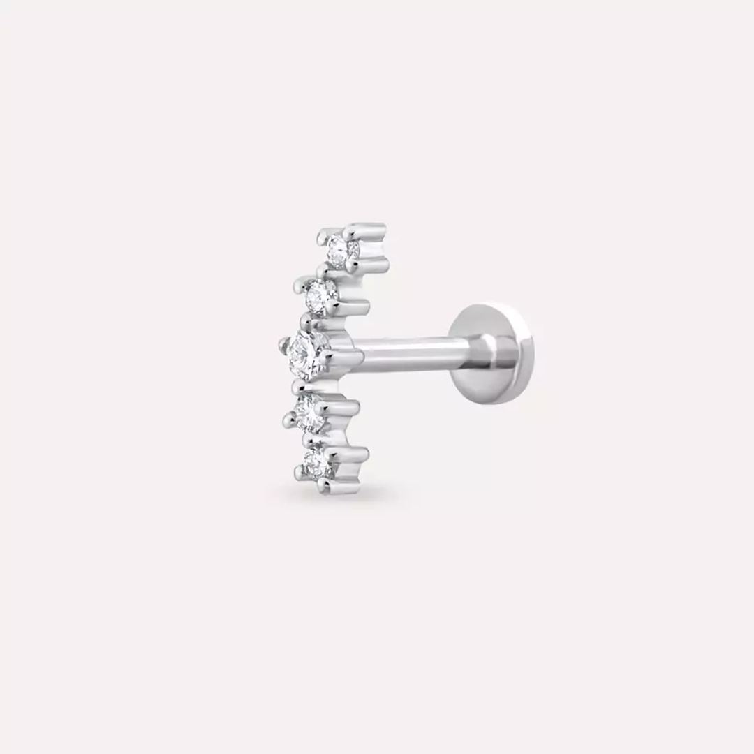 Shyne Pırlanta Taşlı Beyaz Altın Piercing