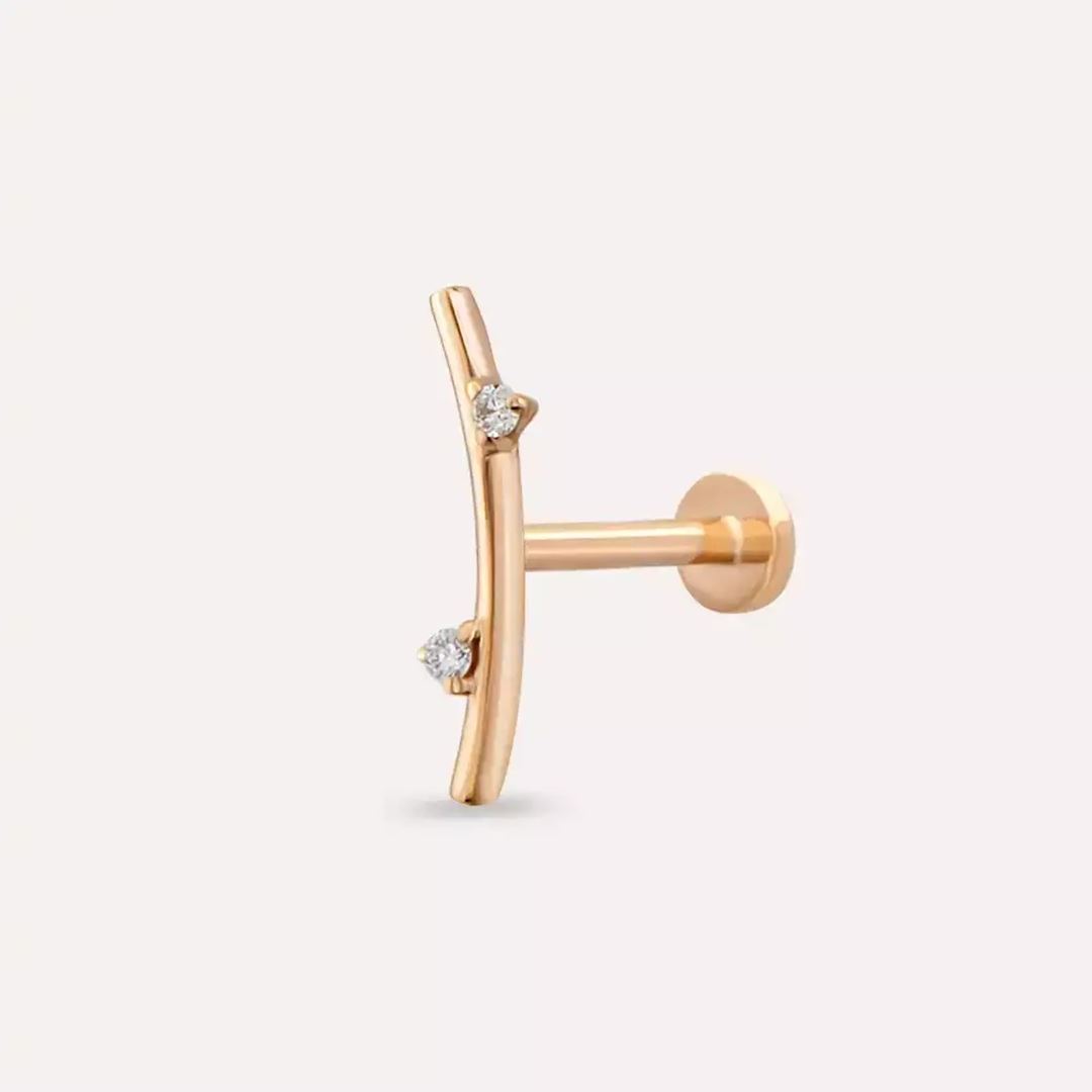 Steep Pırlanta Taşlı Rose Altın Piercing