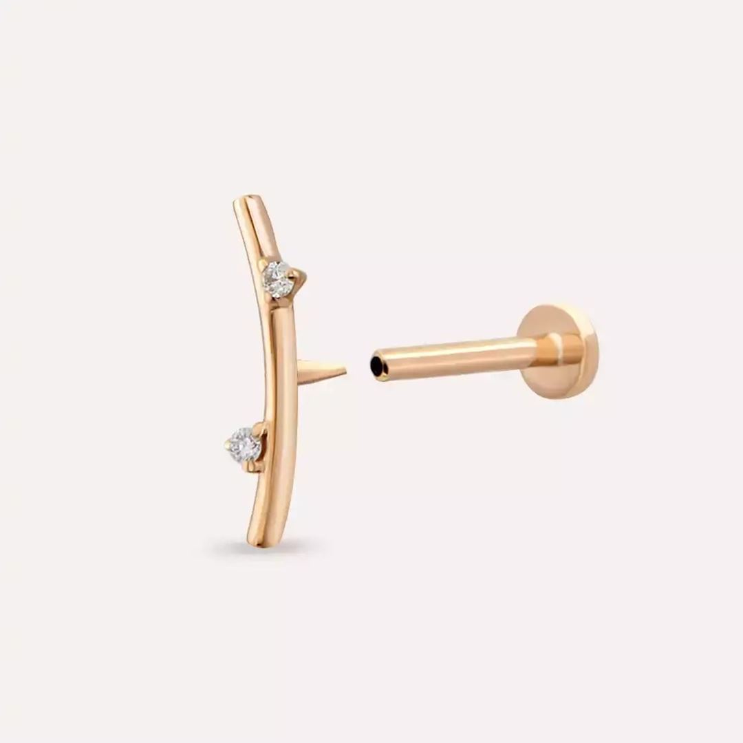 Steep Pırlanta Taşlı Rose Altın Piercing