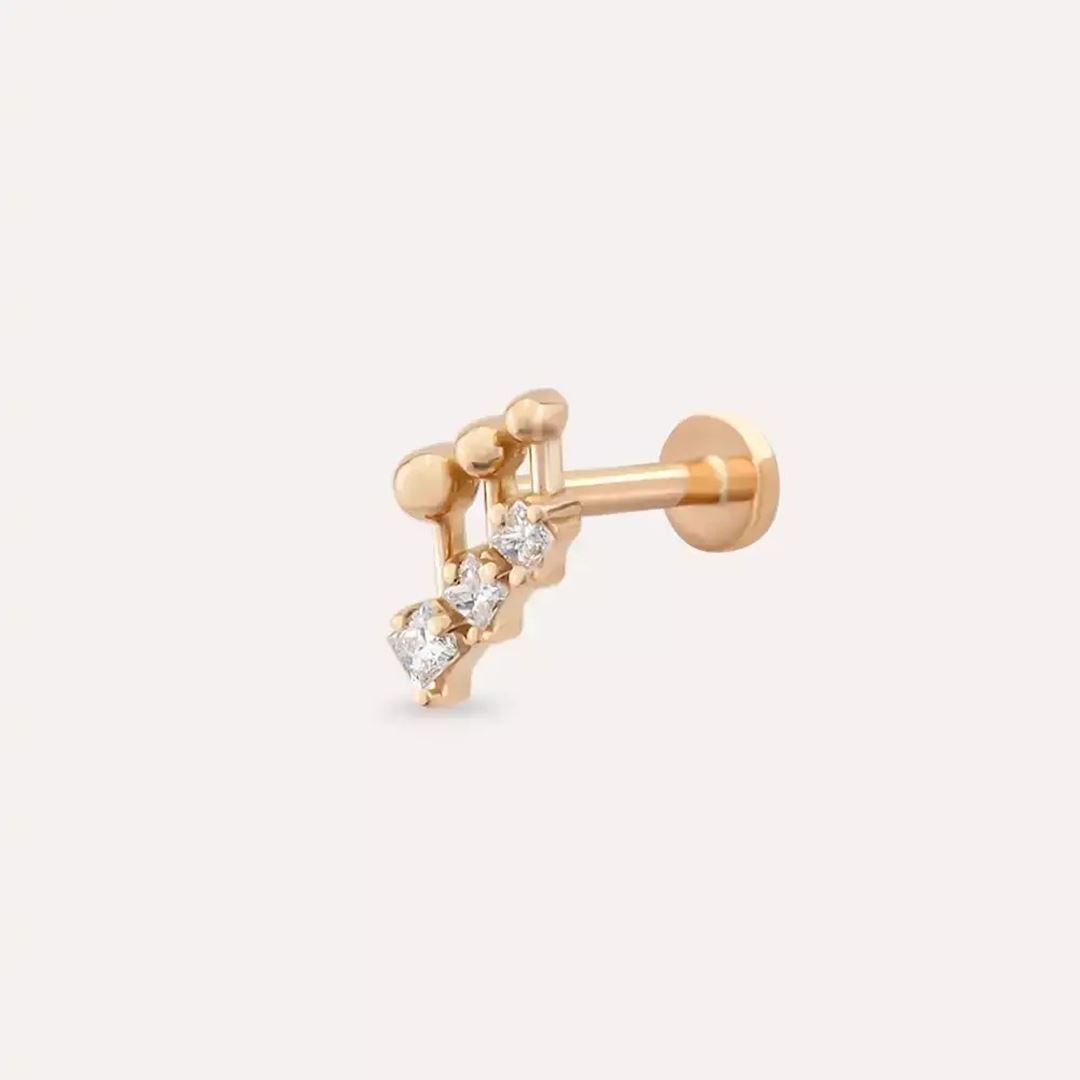 Pulse Pırlanta Taşlı Rose Altın Piercing