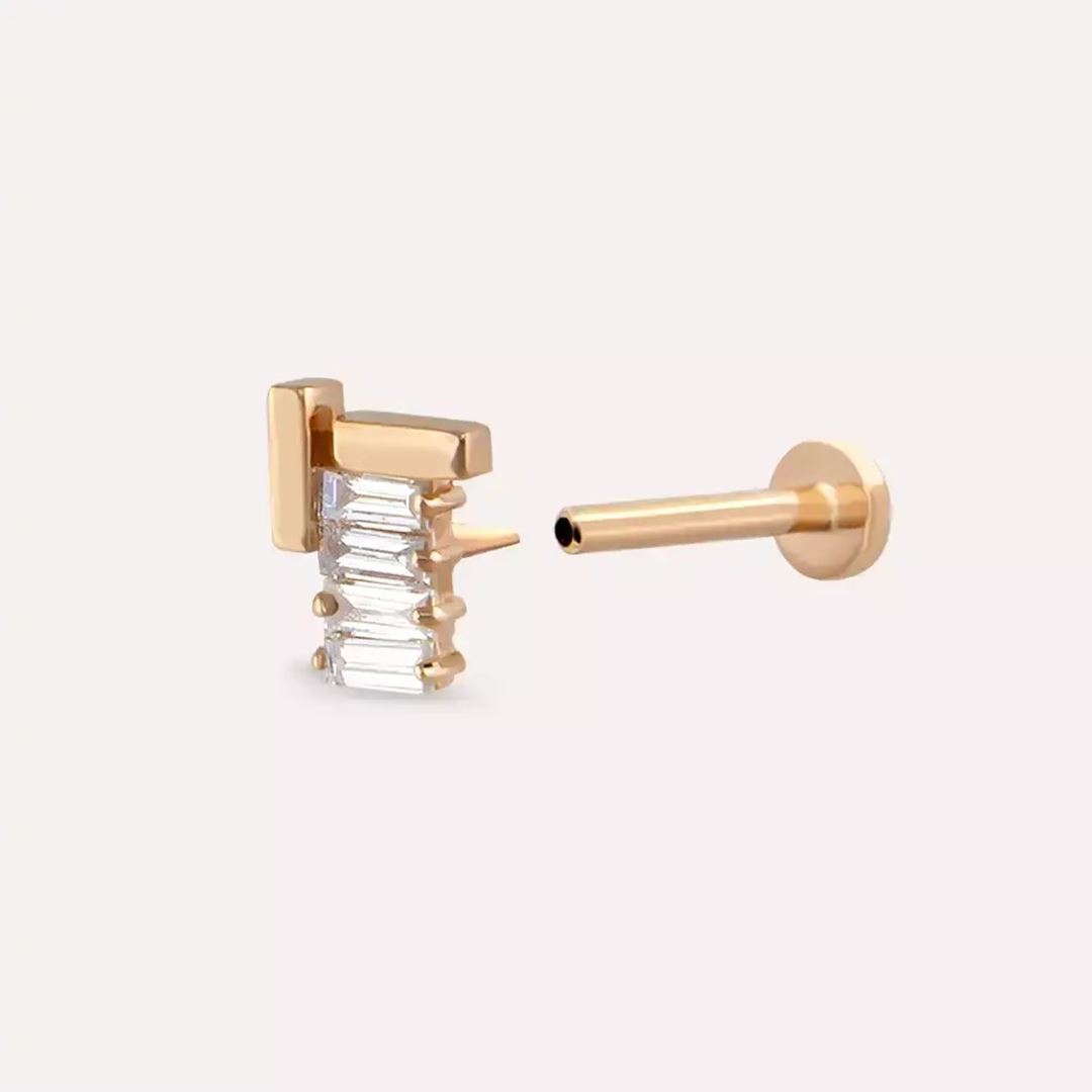 Tight Pırlanta Taşlı Rose Altın Piercing