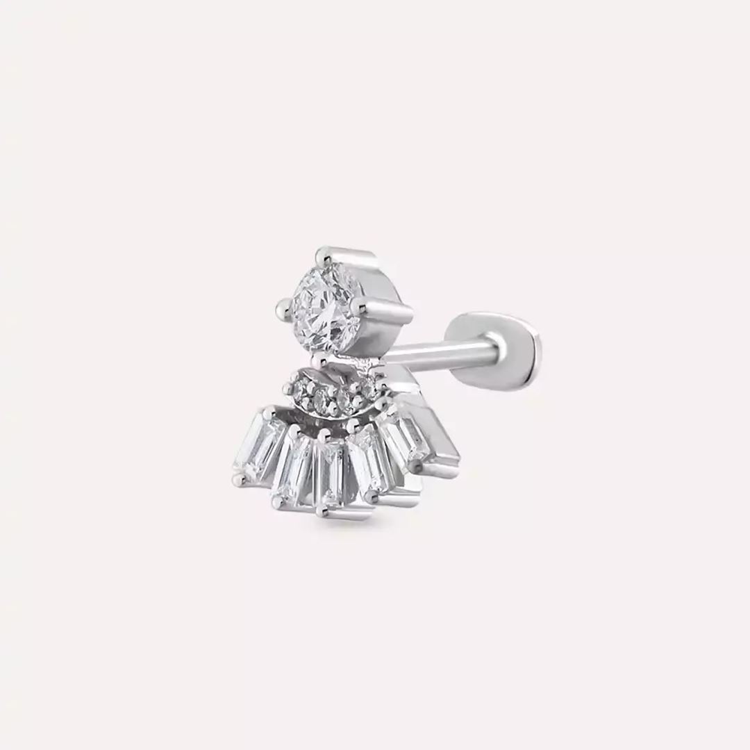 Dawn Pırlanta Taşlı Beyaz Altın Piercing
