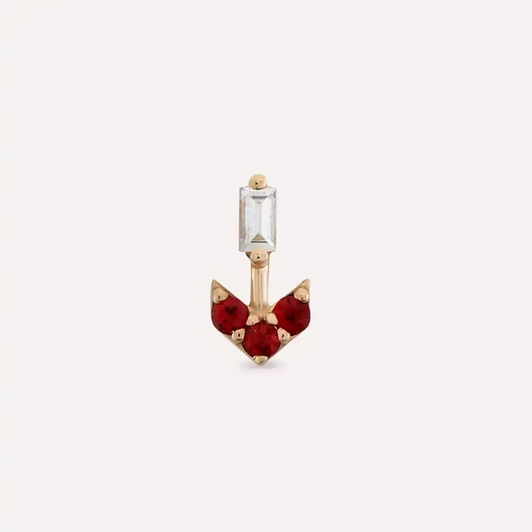 Arrow Multicolor Safir ve Pırlanta Taşlı Rose Altın Piercing