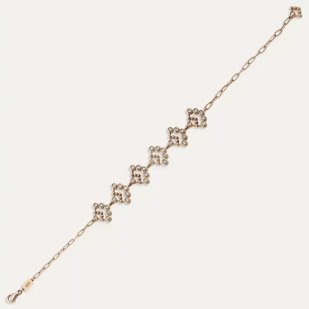Rosary Pırlanta Taşlı Rose Altın Bileklik