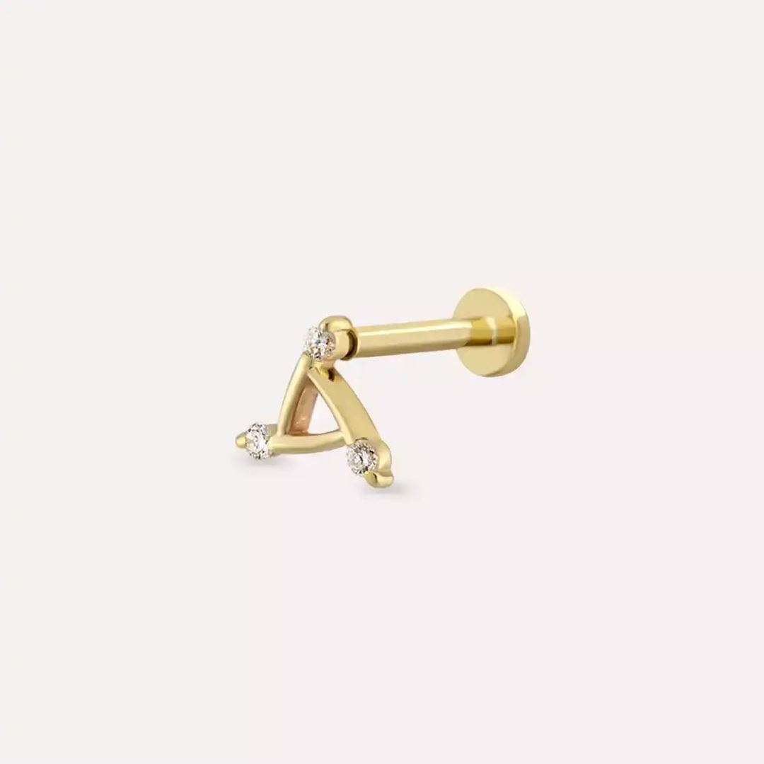 Nysa Pırlanta Taşlı Sarı Altın Piercing