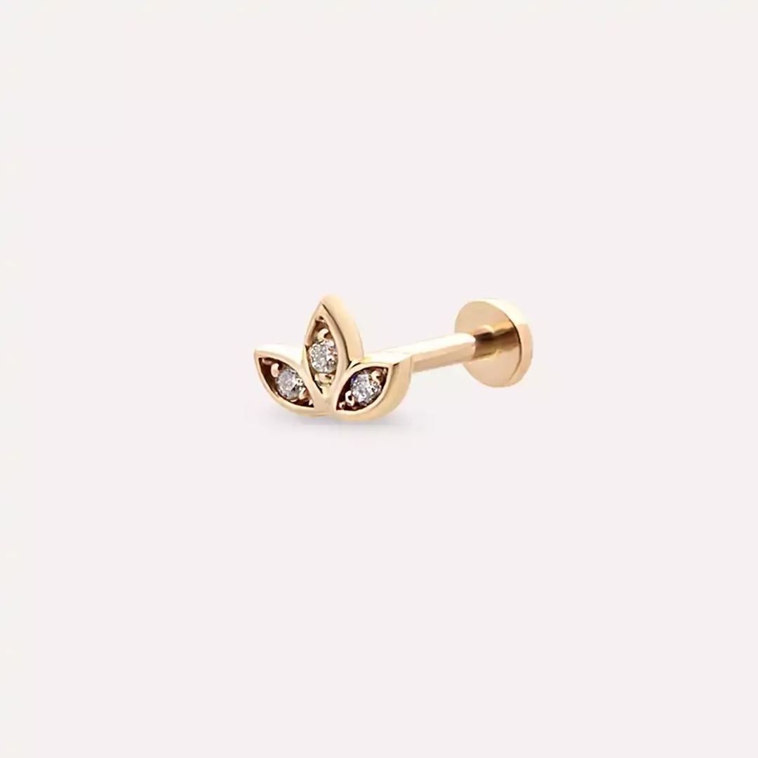 Mini Purity Pırlanta Taşlı Rose Altın Piercing